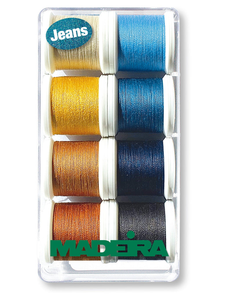Aerofil 35 Extra Strong - Assortment Box, 110-yard (100m) spools, 8 Jean Colors Thread Assortment Boxes Madeira Quilting Thread