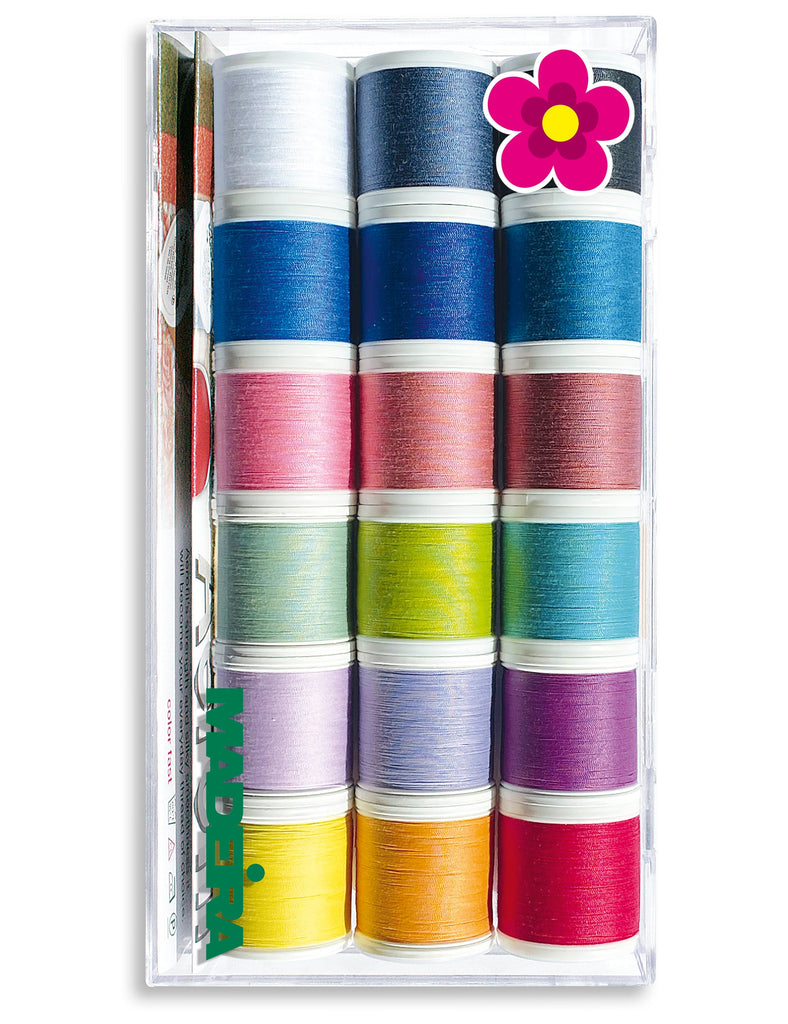 Aerofil 120 - Assortment Box, 440-yard (400m) spools, 18 Colors Thread Assortment Boxes Madeira Quilting Thread