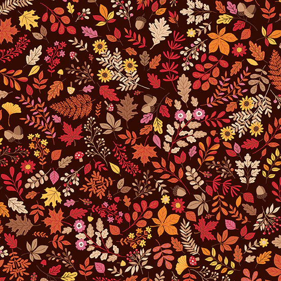 Autumn Days Foliage Brown TP2595V Fabrics Makower UK   