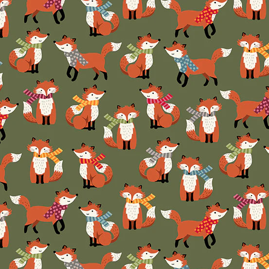 Autumn Days Foxes Green TP2596G Fabrics Makower UK   