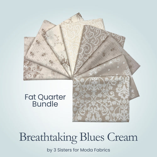 Breathtaking Blues Cream Fat Quarter Bundle, cream quilting fabric
