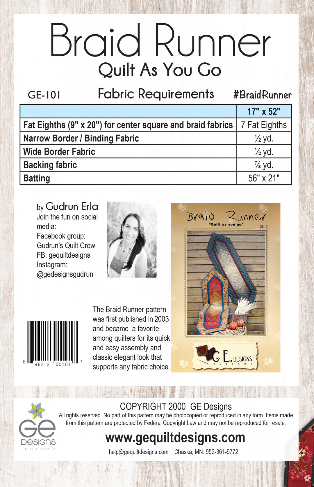 Braid Runner Table Runner Pattern 101 – GE Designs