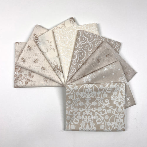 Breathtaking Blues Cream Fat Quarter Bundle, quilting fabric