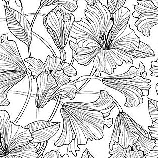 Hibiscus Toss White Black 23912-99 Fabrics Northcott   