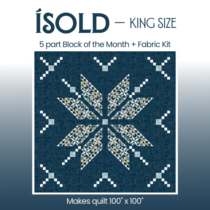 Isold King Size Kit (BOM & Fabric Kit) - 100" x 100", gray geometric quilting fabric