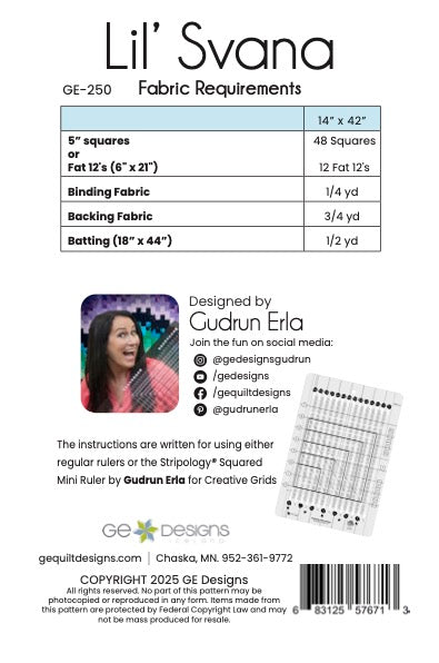 Lil' Svana - PDF Table Runner Pattern 250 Pattern GE Designs