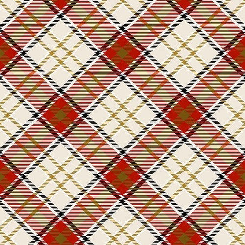 Moose Lodge Bias Plaid Red Cream 6616-48 Fabrics Henry Glass   