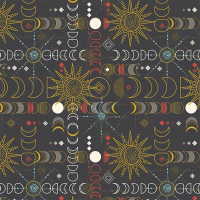 Mystical Sunshine Equinox Dark Gray Y3902-7 Fabrics Clothworks