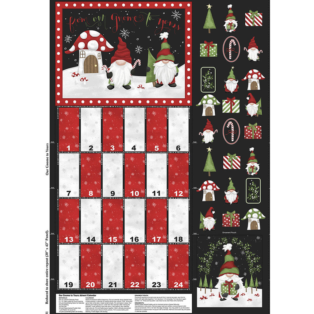 Our Gnome to Yours Advent Calendar Panel 56078-931 Fabrics Wilmington   