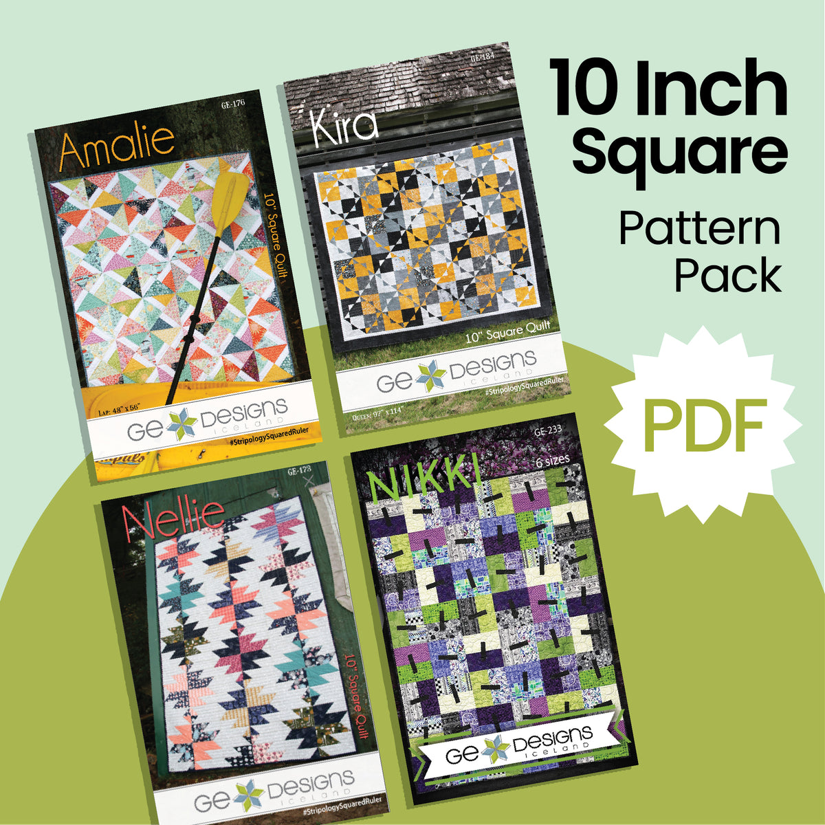 10 inch Square PDF Pattern Pack – GE Designs