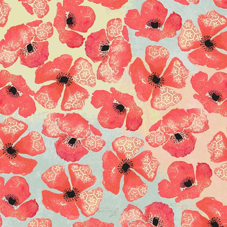 Poppy Flowers Multi 53460DW-X - 108" Wide 1 YARD Fabrics Windham Fabrics   