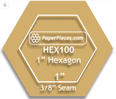 1" Hexagon Acrylic Template  Paper Pieces   