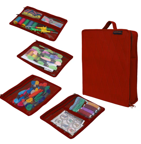 Yazzii Craft Box Fabric Top Red CA474R Storage & Bags Yazzii