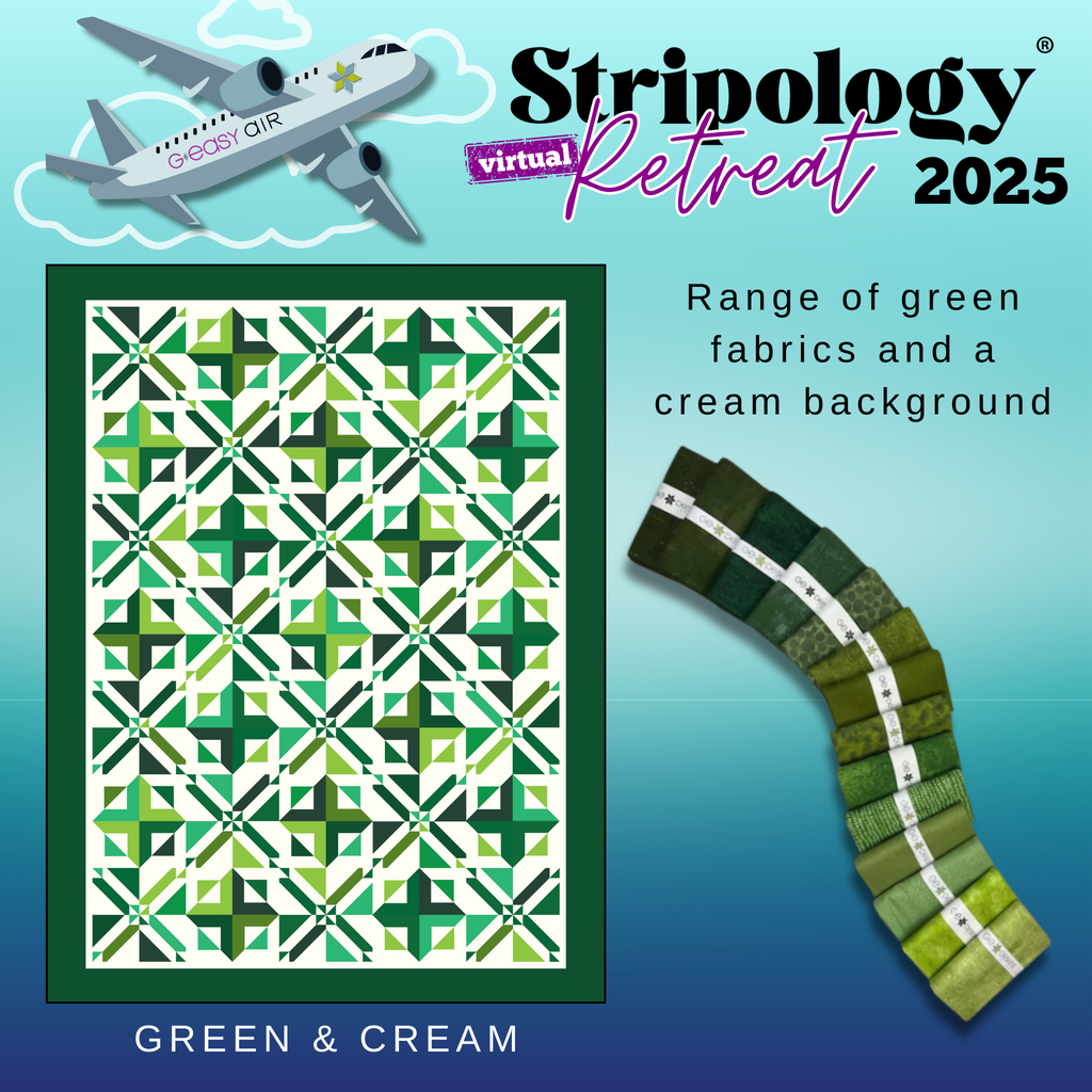 Stripology Virtual Retreat 2025 - Session 2 Fabrics GE Designs Retreat 2025 Kit - Green and Cream