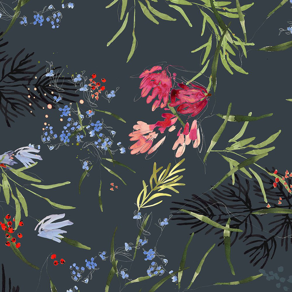 Meadow Floral Slate 53585DW-1DES- 108" Wide 1 YARD Fabrics Windham Fabrics   