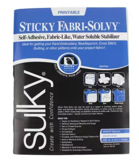 Sticky Fabri Solvy Printable Sheets 12ct 8-1/2in x 11in - 457-02 notion Checker