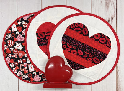 I Heart U Toppers, a finished Quilt As You Go project