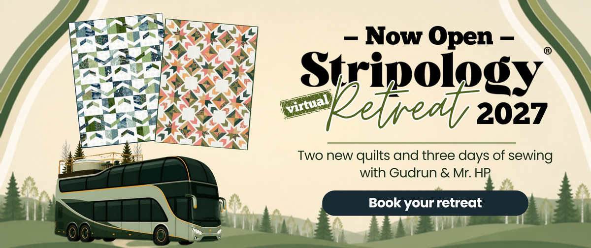 Stripology Virtual Retreat 2027 now open: two retreat quilts and the retreat coach