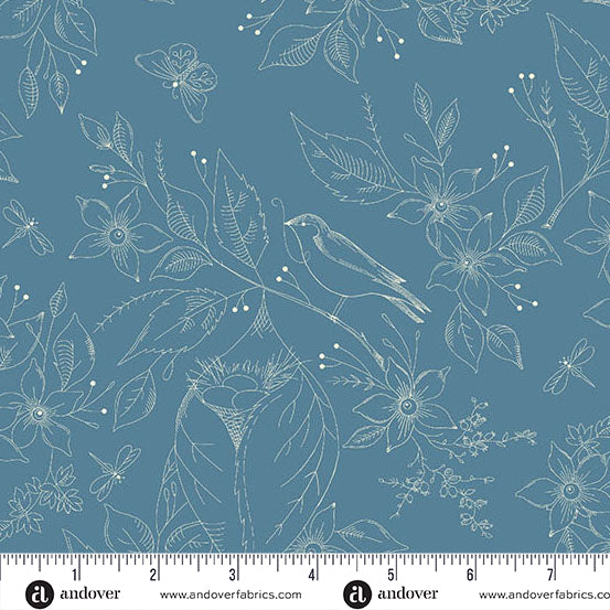 Sewing Bird Indigo 108" Wide Backing Fabric - AW1681-B - 2 YARD CUT Andover Fabrics Fabrics Andover Fabrics