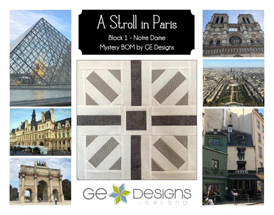 A Stroll In Paris - BLOCK 1 Mystery BOM - pattern with video