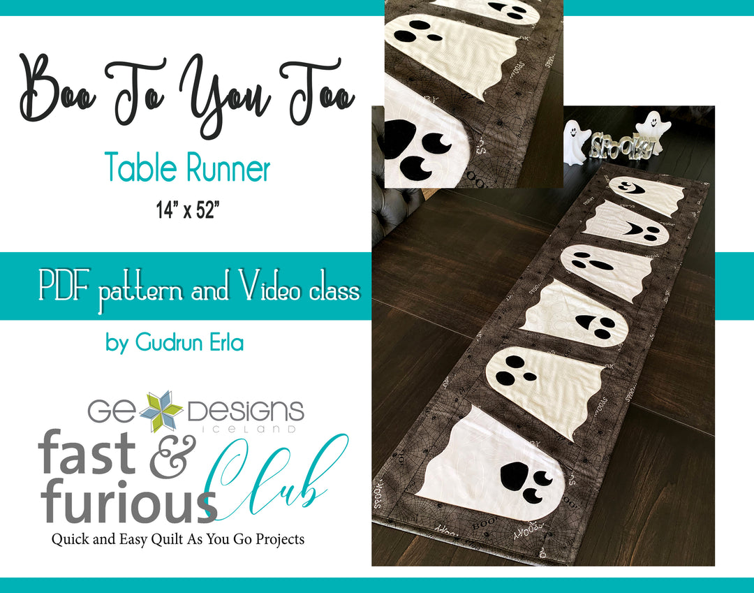 Boo Table Runner Pattern Boo To You Too Table runner - Pattern and Video Class – GE Designs