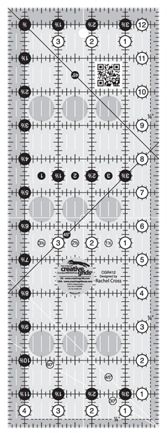 Creative Grids 4-1/2" x 12-1/2" Ruler CGR412 Rulers Checker   