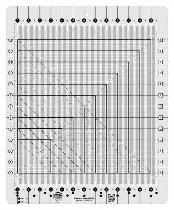The whole Stripology Squared ruler, shown to scale