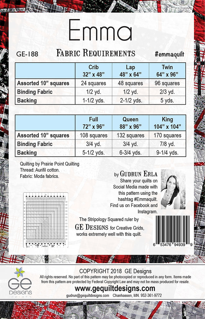 Emma - 10" Square PDF Pattern 188 Pattern GE Designs   