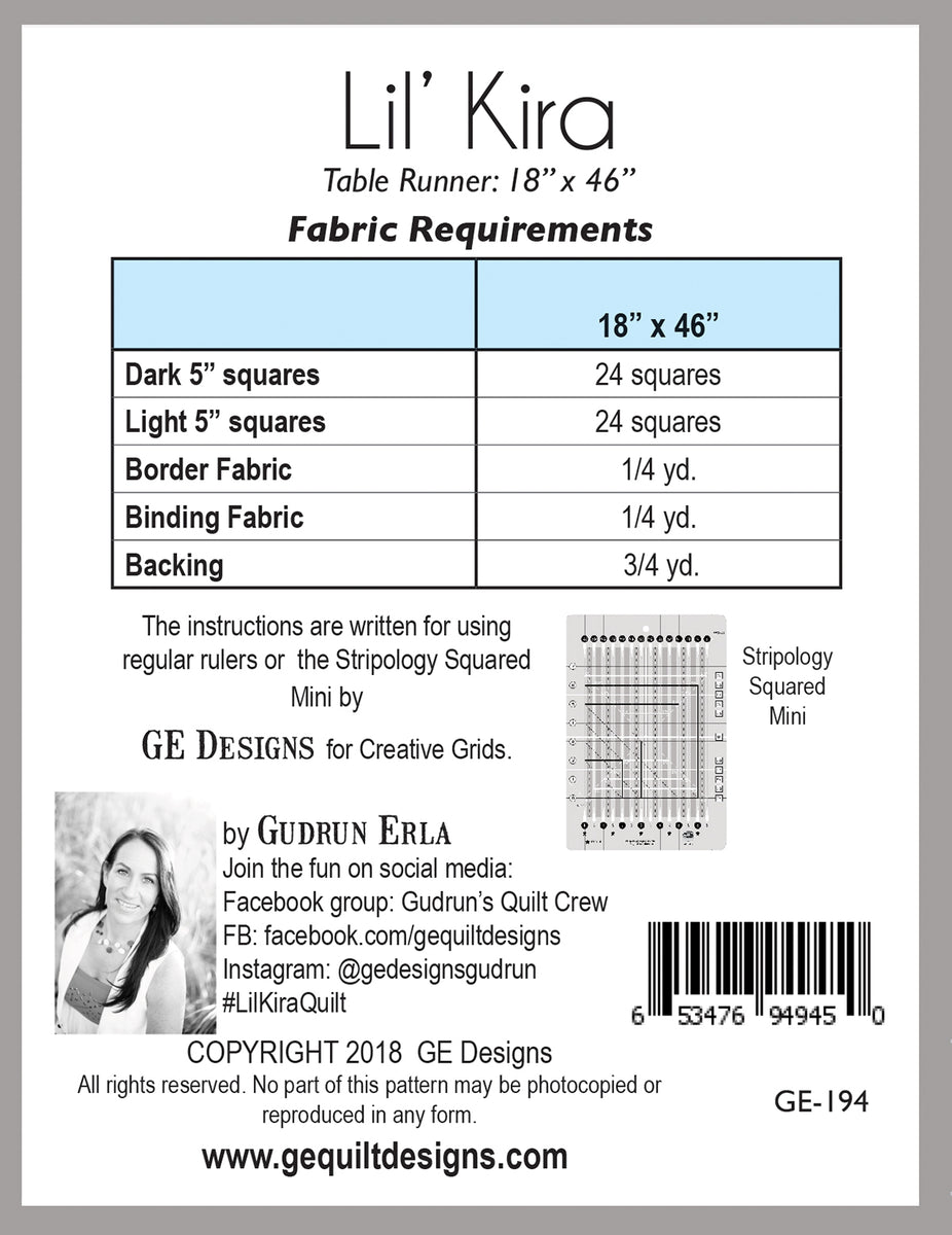 Lil' Kira Table runner pattern 194 GE Designs
