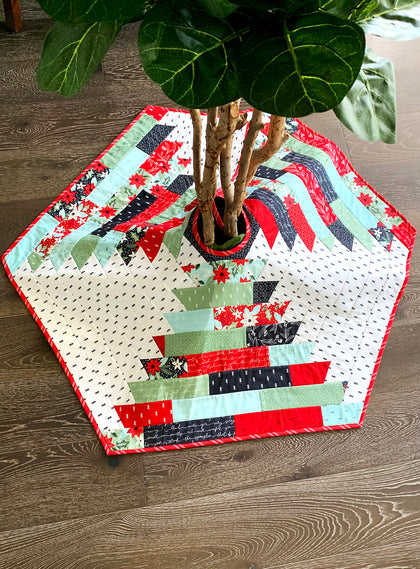 Noelle Tree Skirt and Topper, a finished Quilt As You Go project