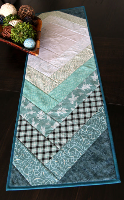 Off Kilter Table runner, a finished Quilt As You Go project