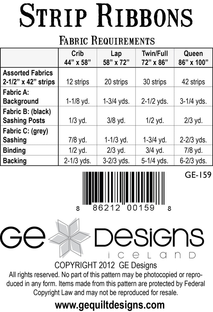 Strip Ribbons Pattern PDF 159 Pattern GE Designs   