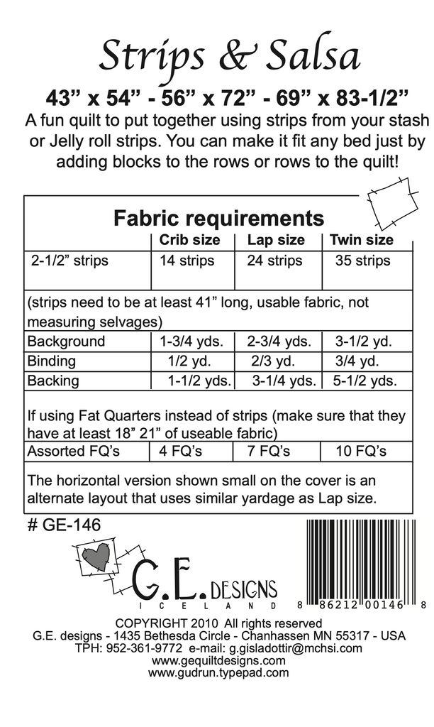 Strips & Salsa Quilt Pattern PDF 146 Pattern GE Designs   