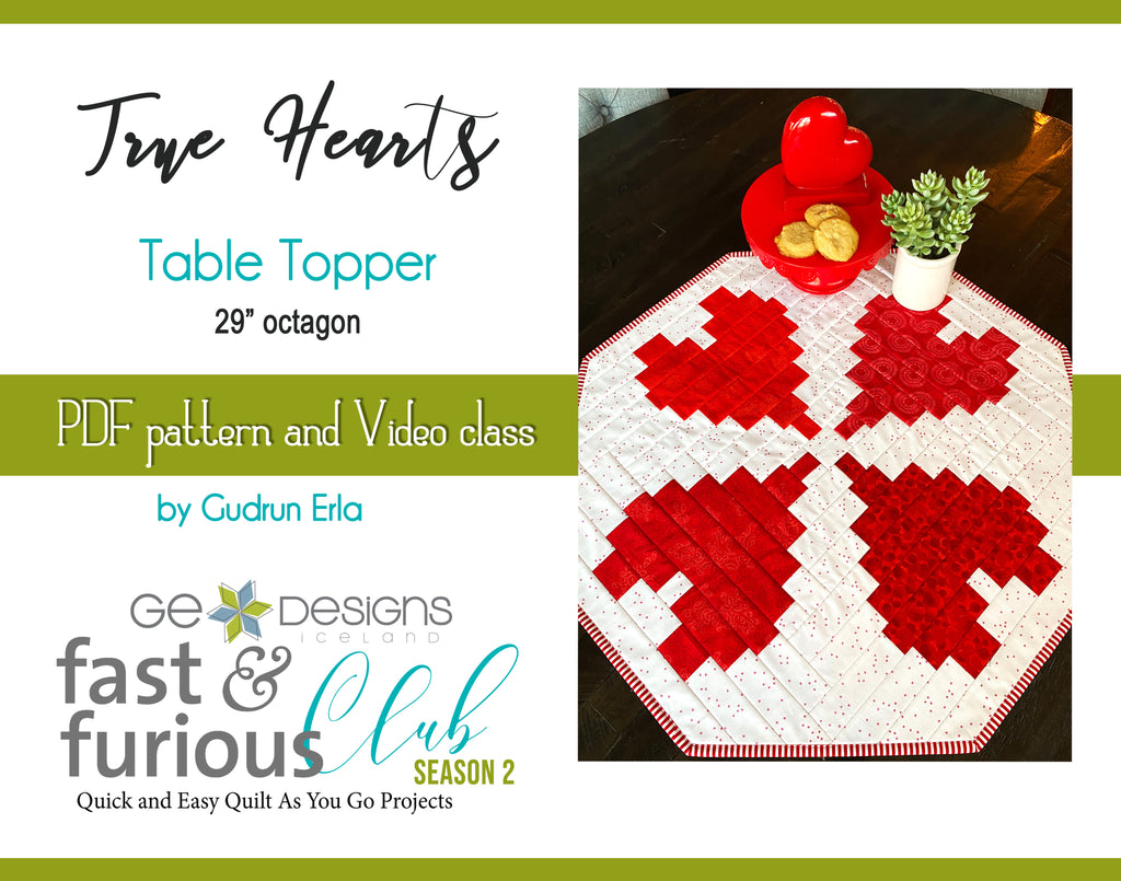True Hearts Table Topper - Pattern and video class FFCS2-january Pattern GE Designs   